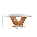 Ver imagem 3 de Sala de Jantar 6 Cadeiras Estofadas Atena e Mesa com Tampo MDF e Vidro Safira Cinamomo/Off White Bege