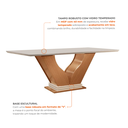 Ver imagem 6 de Sala de Jantar 6 Cadeiras Estofadas Atena e Mesa com Tampo MDF e Vidro Safira Cinamomo/Off White