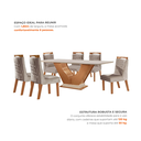 Ver imagem 5 de Sala de Jantar 6 Cadeiras Estofadas Atena e Mesa com Tampo MDF e Vidro Safira Cinamomo/Off White Bege