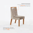 Ver imagem 7 de Sala de Jantar 6 Cadeiras Estofadas Atena e Mesa com Tampo MDF e Vidro Safira Cinamomo/Off White Bege