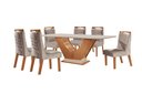 Ver imagem 2 de Sala de Jantar 6 Cadeiras Estofadas Atena e Mesa com Tampo MDF e Vidro Safira Cinamomo/Off White Bege