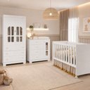 Ver imagem 1 de Quarto Completo para Quarto de Bebê Berço 3 em 1, Guarda-Roupa 2 Portas, Cômoda Sapateira 100% MDF
