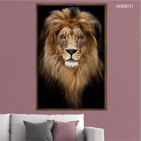 Quadro Decorativo - Leao Grande Rei Colorido Anm011 Vidro com Impressão Uv - 60x40cm