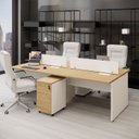 Ver imagem 1 de Plataforma C/ 2 Gav. e Divisória P/ 4 Pessoas 2,40m Mac B F5 Cor:macadâmia com Branco