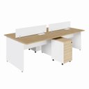 Ver imagem 2 de Plataforma C/ 2 Gav. e Divisória P/ 4 Pessoas 2,40m Mac B F5 Cor:macadâmia com Branco