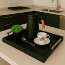 Ver imagem 6 de Bandeja Retangular Servir Café da Manhã com Alça Inox 25x46cm Preto - Arkell