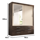 Ver imagem 4 de Guarda-Roupa Solteiro 2 Portas 6 Gavetas com Espelho Capri