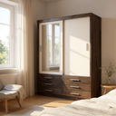 Ver imagem 5 de Guarda-Roupa Solteiro 2 Portas 6 Gavetas com Espelho Capri