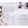Jogo Lençol Casal King Percal Atenas Branco com Cinza 4 Pçs - 2