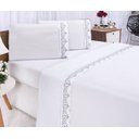 Ver imagem 1 de Jogo Lençol Casal King Percal Atenas Branco com Cinza 4 Pçs