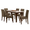 Ver imagem 2 de Conjunto Mesa de Jantar Liz 160cm 6 Cadeiras Jade Revestidas em Suede Amêndoa Yescasa