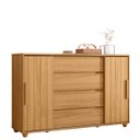 Ver imagem 2 de Cômoda 2 Portas Correr 4 Gavetas Flex para Quarto Casal Carvalho Grife/off White
