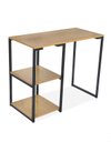 Ver imagem 2 de Mesa de Apoio Escrivaninha com Estante Prateleira Nic 900 mm Cor:Preto/Naturale