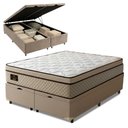 Ver imagem 1 de Cama Box Baú Colchão Queen Gazin Premium Molas Ensacadas e Euro Pillow 158x198x73cm Bege Branco