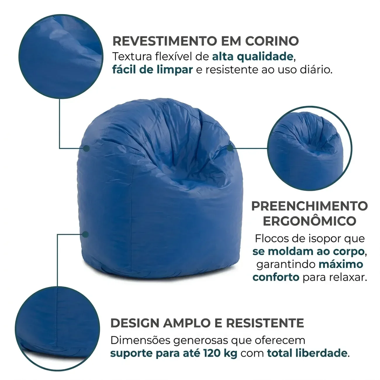 Ver imagem 3 de Puff Fofão Redondo em Corino Monster Game Azul Yescasa