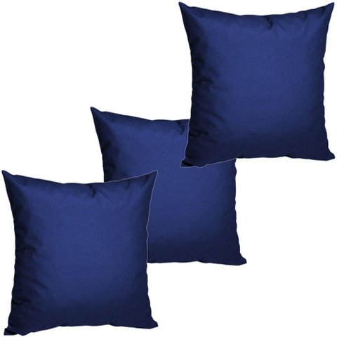 3 Almofadas Cheias para Sofá Decorativas Impermeáveis Grande Azul Marinho