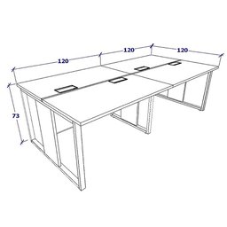 Mesa Dupla 2,40m P/ 4 Pessoas C/ 2 Gav. e Divisória Preto F5 Cor:preto - 4