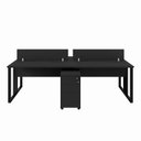 Ver imagem 4 de Mesa Dupla 2,40m P/ 4 Pessoas C/ 2 Gav. e Divisória Preto F5 Cor:preto