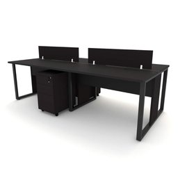 Mesa Dupla 2,40m P/ 4 Pessoas C/ 2 Gav. e Divisória Preto F5 Cor:preto - 7