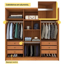 Guarda Roupa Casal 100% Mdf 6 Portas 6 Gavetas Fortuna Tcil Tcil Móveis Guarda Roupa Casal Fortuna 1 - 12