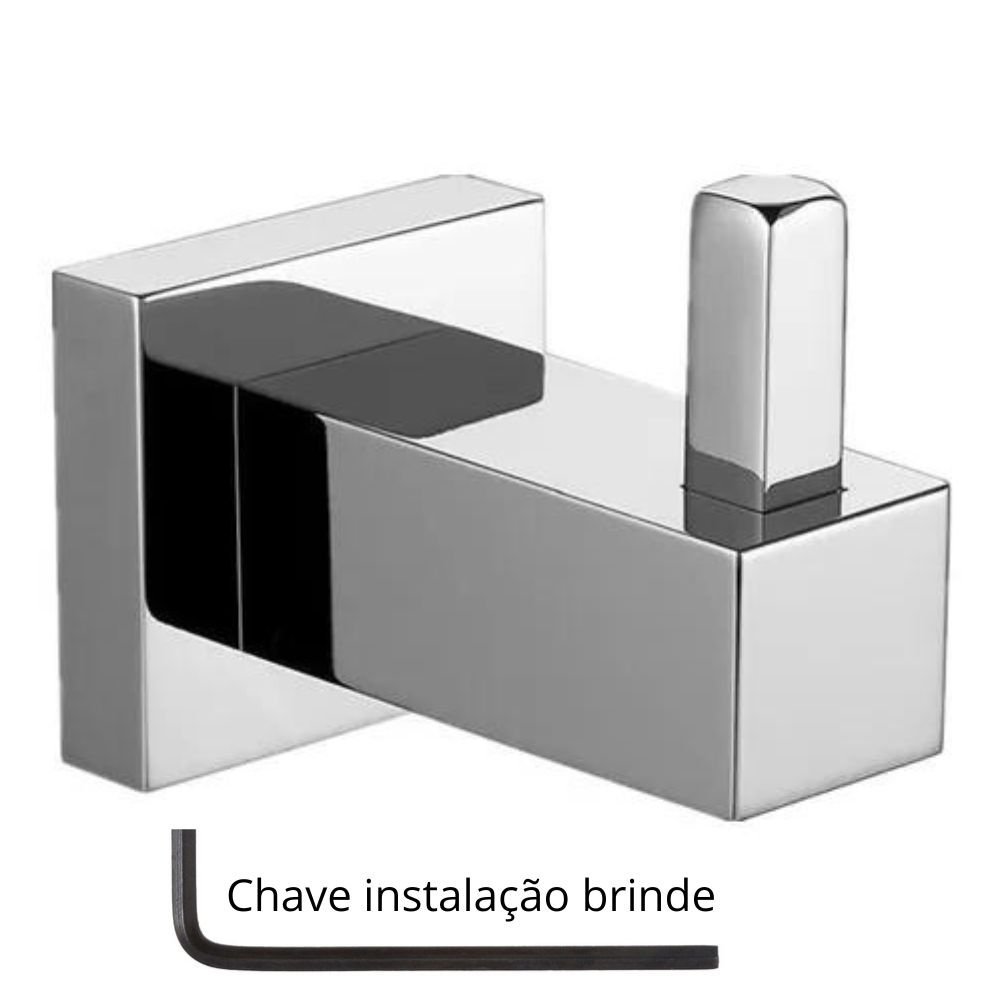 Cabide Simples Porta Toalhas Gancho Parede Aço Inox - 5