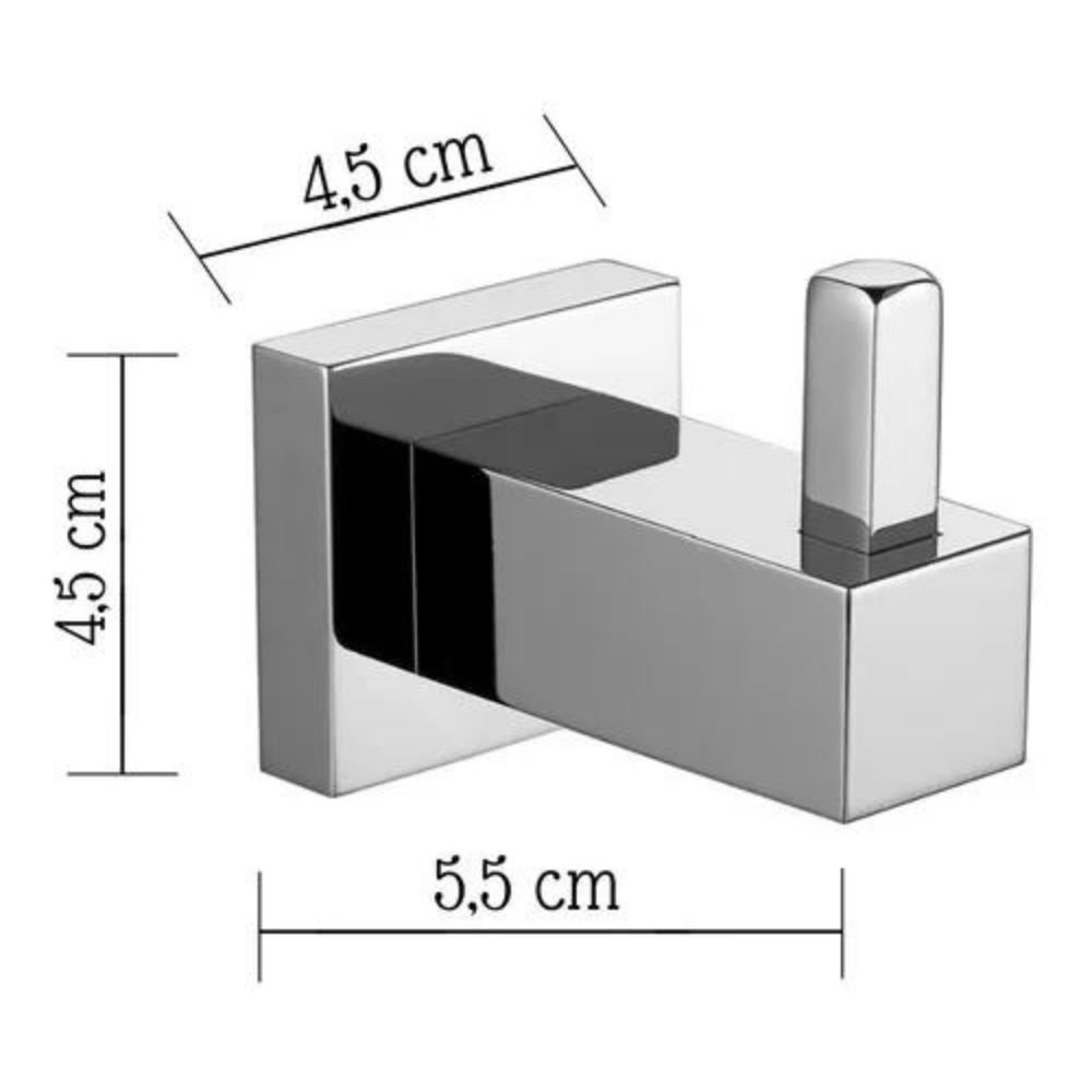 Cabide Simples Porta Toalhas Gancho Parede Aço Inox - 4