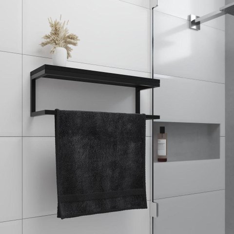 Toalheiro Para Banheiro Estilo Industrial Ita - Preto - Preto
