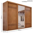 Ver imagem 4 de Guarda Roupa Casal 3 Portas de Correr 6 Gavetas Palissy Frisado com Espelho 100% MDF Marrom/Rubi