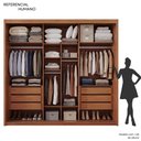 Ver imagem 6 de Guarda Roupa Casal 3 Portas de Correr 6 Gavetas Palissy Frisado com Espelho 100% MDF Marrom/Rubi