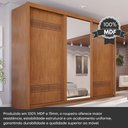 Ver imagem 7 de Guarda Roupa Casal 3 Portas de Correr 6 Gavetas Palissy Frisado com Espelho 100% MDF Marrom/Rubi