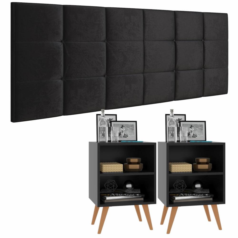 Conjunto Cabeceira Casal 1,40 Bia + Kit 2 Mesas de Cabeceira RPM - Preto é ruim? Conjunto Cabeceira Casal 1,40 Bia + Kit 2 Mesas de Cabeceira RPM - Preto é boa?