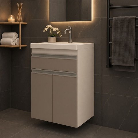 Gabinete de Banheiro com Lavatório 50cm Movel na Caixa