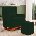 Ver imagem 2 de Poltrona de Amamentação e Descanso Zoe com Base Balanço e Puff Veludo Verde - Desk Design