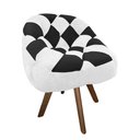 Ver imagem 2 de Poltrona Paloma Escritório Sala Giratória Madeira Suede Branco e Suede Preto - Dominic Decor