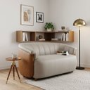Ver imagem 1 de Namoradeira Marselha Orgânica 150cm Compôse Courino Caramelo Linho Bege Elegante Resistente Confortá