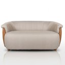Ver imagem 2 de Namoradeira Marselha Orgânica 150cm Compôse Courino Caramelo Linho Bege Elegante Resistente Confortá