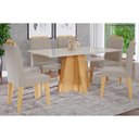Ver imagem 1 de Mesa Cozinha Patricia 160 + 6 Cad Paola Madeirado/Bege Cimol