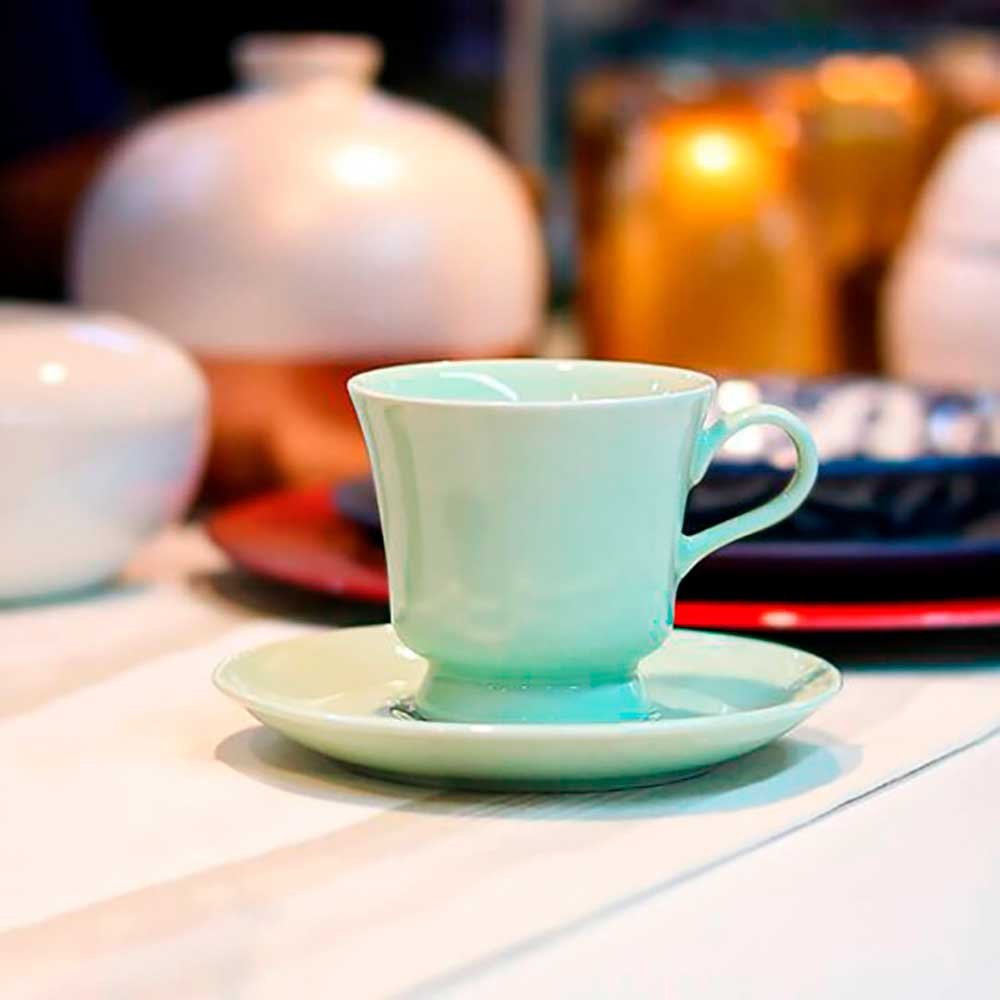 Conjunto Xícaras para Chá Porcelana 6 Peças 190 Ml Verde Cottage Germer - 6