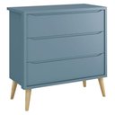 Ver imagem 2 de Cômoda Infantil Gaveteiro e Guarda Roupa 3 Portas Theo Azul com Pés Madeira Natural - Reller
