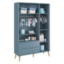 Ver imagem 3 de Cômoda Infantil Gaveteiro e Guarda Roupa 3 Portas Theo Azul com Pés Madeira Natural - Reller