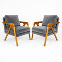 Ver imagem 2 de Kit 2 Poltronas Mona Luxo Madeira Maciça Veludo Cinza para Sala de Estar Decorativa Moderna