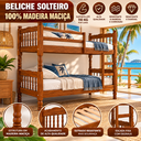 Ver imagem 4 de Beliche Solteiro 100% Madeira Maciça Castanho p/ Colchão 188x88