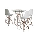 Ver imagem 1 de Jogo Mesa Bistrô Eames Vidro 60Cm 3 Banquetas Branca Base Ferro Cobre - Cor: Branco