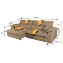 Ver imagem 3 de Sofá Retrátil Reclinável 2,50m Nivus Bege C/ Molas Ensacadas - King House