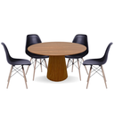 Ver imagem 1 de Conjunto Mesa de Jantar Cone Oval 120x80 cm Freijó + 4 Cadeiras Eames Dkr Wood Preta Personal Decor