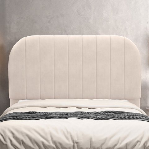 Cabeceira Cama Box King Estofada Orgânica 195cm Alice W01 Suede Bege - Lyam Decor