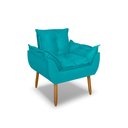Ver imagem 2 de Poltrona Opala para Sala Clínica Salão Pés de Madeira Suede Azul Turqueza