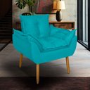 Ver imagem 1 de Poltrona Opala para Sala Clínica Salão Pés de Madeira Suede Azul Turqueza