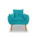 Ver imagem 3 de Poltrona Opala para Sala Clínica Salão Pés de Madeira Suede Azul Turqueza