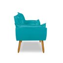 Ver imagem 4 de Poltrona Opala para Sala Clínica Salão Pés de Madeira Suede Azul Turqueza